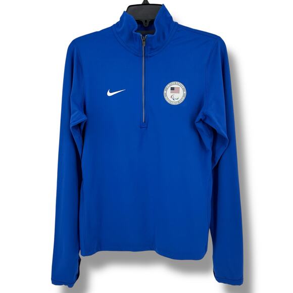 Nike U.S. Paralympic TeamTailgate Element 1/2 Zip Shirt Womens Sz M Blue - Picture 1 of 9